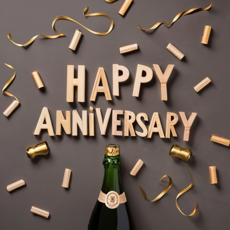 Happy Anniversary,Golden Champagne,Celebration