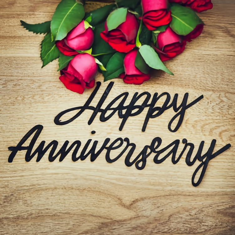 Happy Anniversary,Wooden Table,Roses