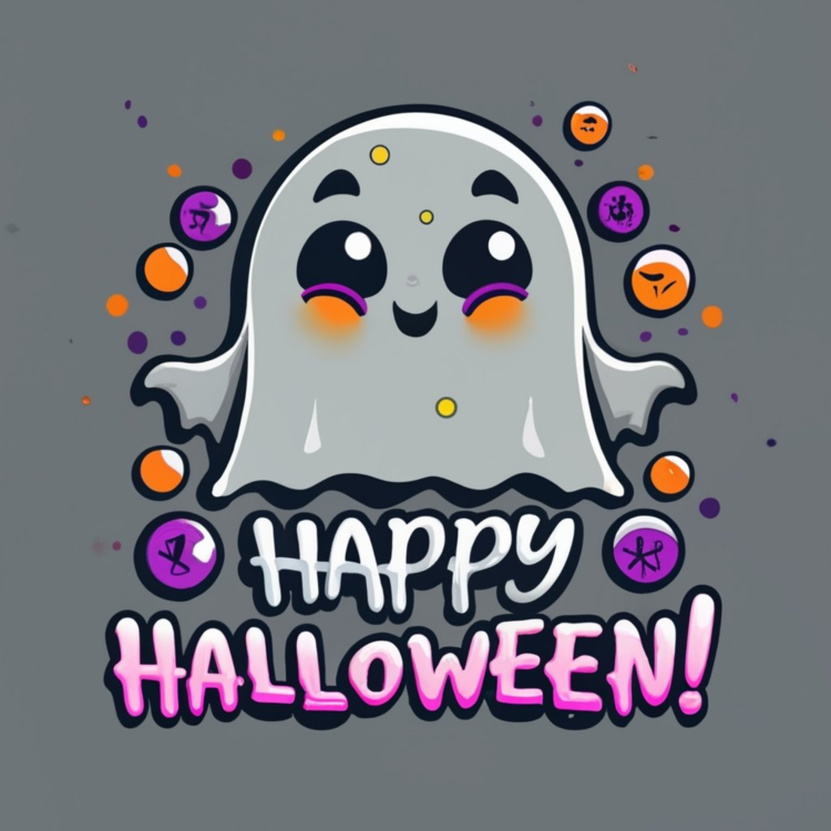 Happy Halloween,Cartoon Ghost,Spooky Design