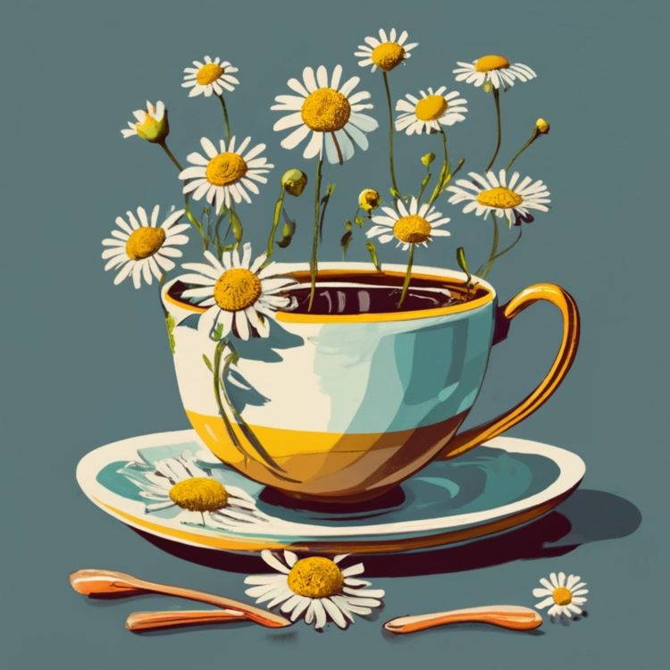 Chamomile Tea,Daisies,Cup