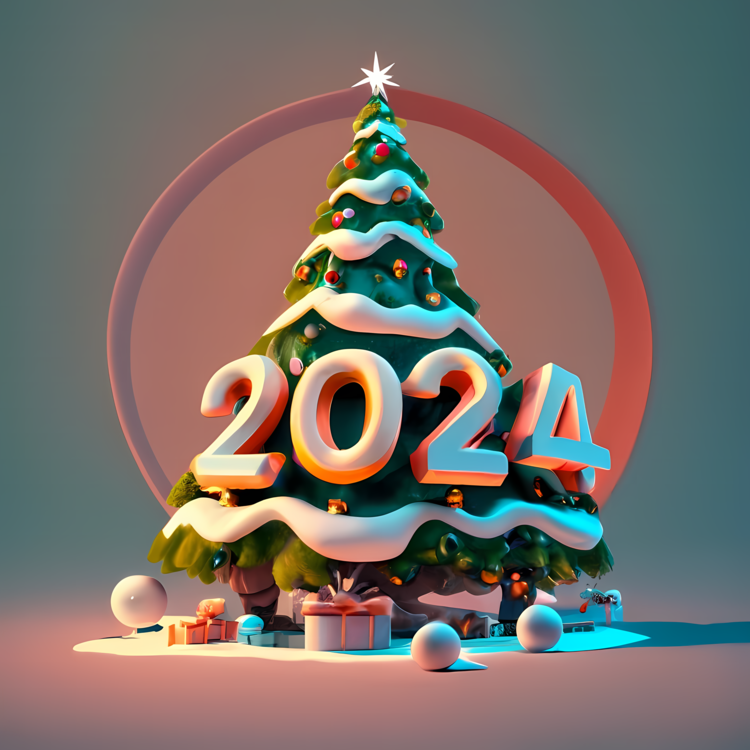 2024 New Year With Christmas Tree,Others