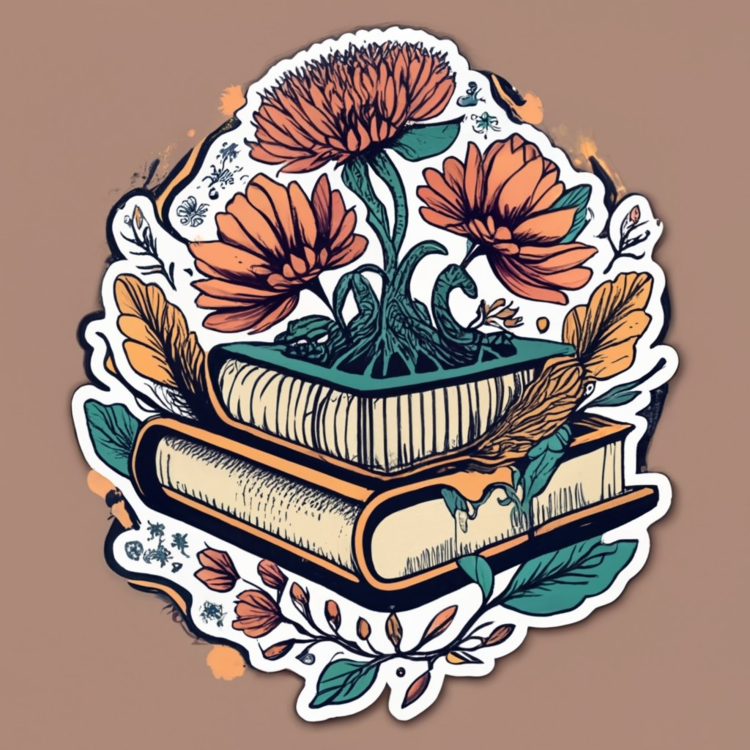 Book Sticker,Flower,Book
