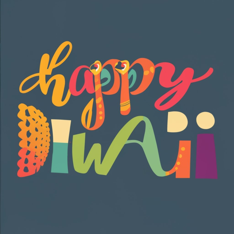 Happy Diwali,Colorful Lettering,Festive Decoration