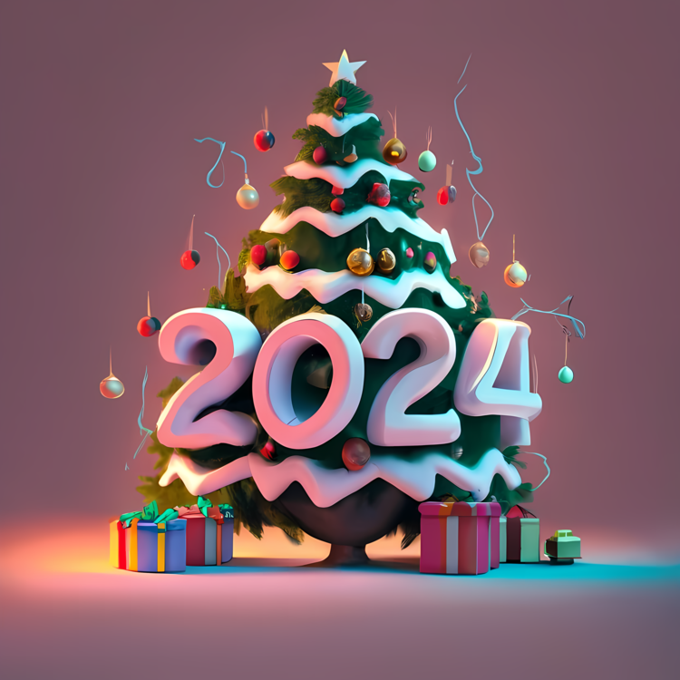 2024 New Year With Christmas Tree,Others