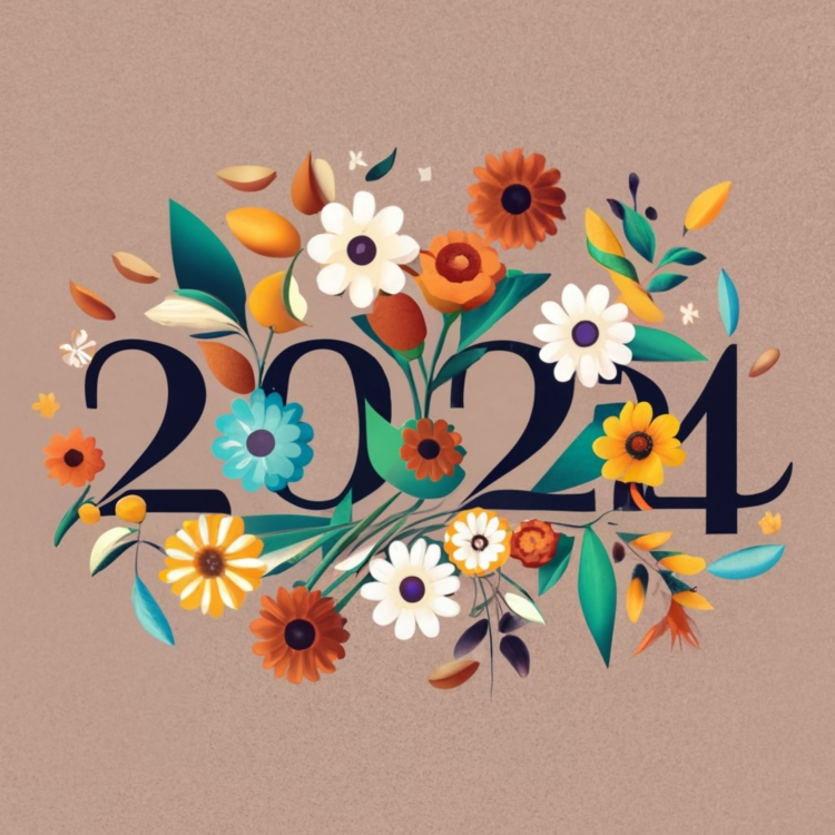 2024 Word Art,Floral,Typography PNG Clipart - Royalty Free SVG / PNG