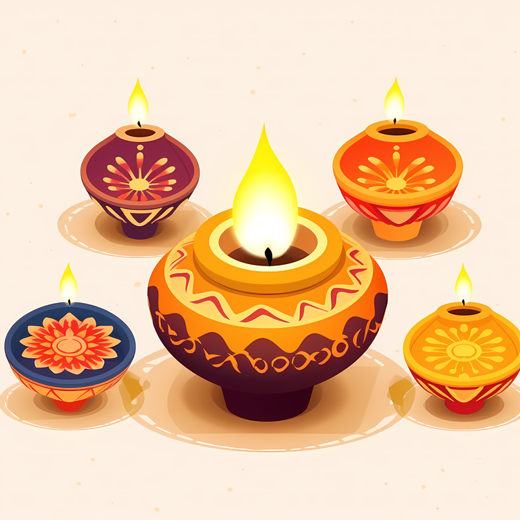 Indian candle diwali diya oil lamp flat color Vector Image
