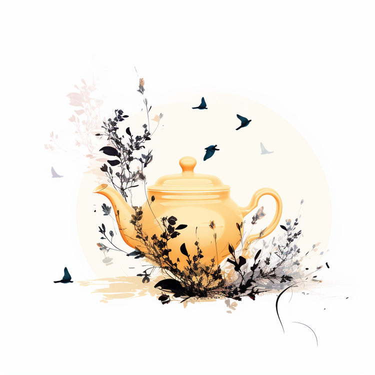 International Tea Day,Yellow Teapot,Flowers