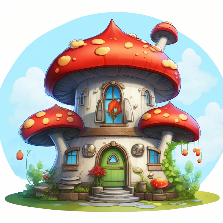 Mushroom House,Cartoon Mushroom House,Fantasy House