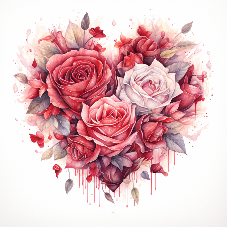 Rose Heart Fantasy,Flowers,Watercolor