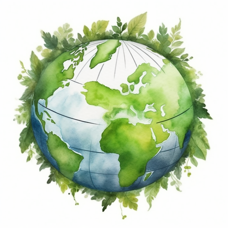 Green Planet Earth,Environment,Watercolor
