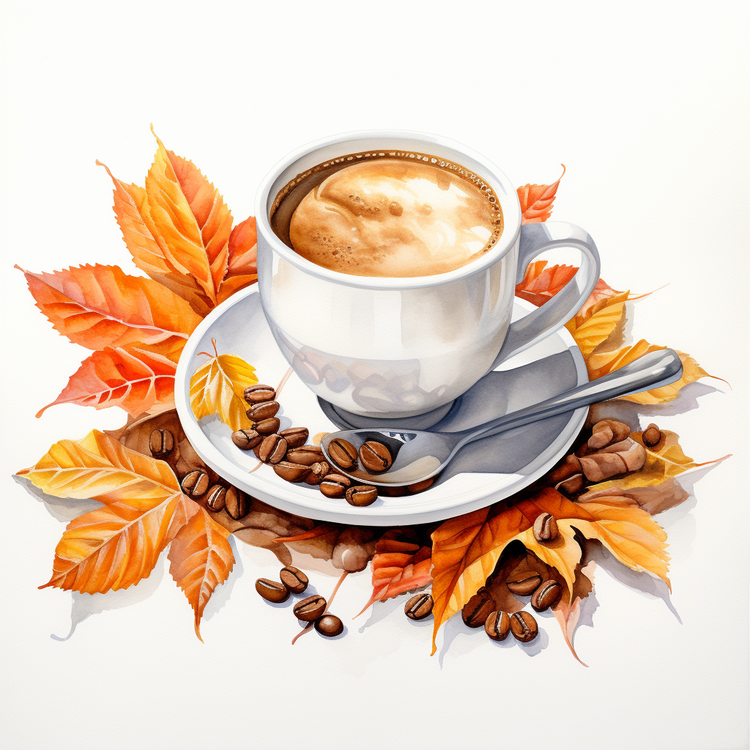 Autumn Coffee,Coffee Beans,Cup