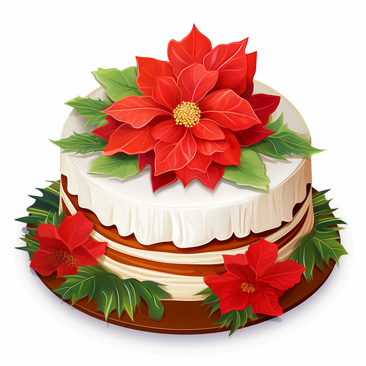 Christmas Cake,Icing,Poinsettia