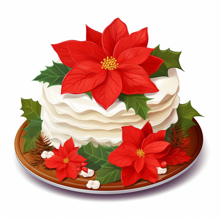 Christmas Cake,Poinsettia,Decoration