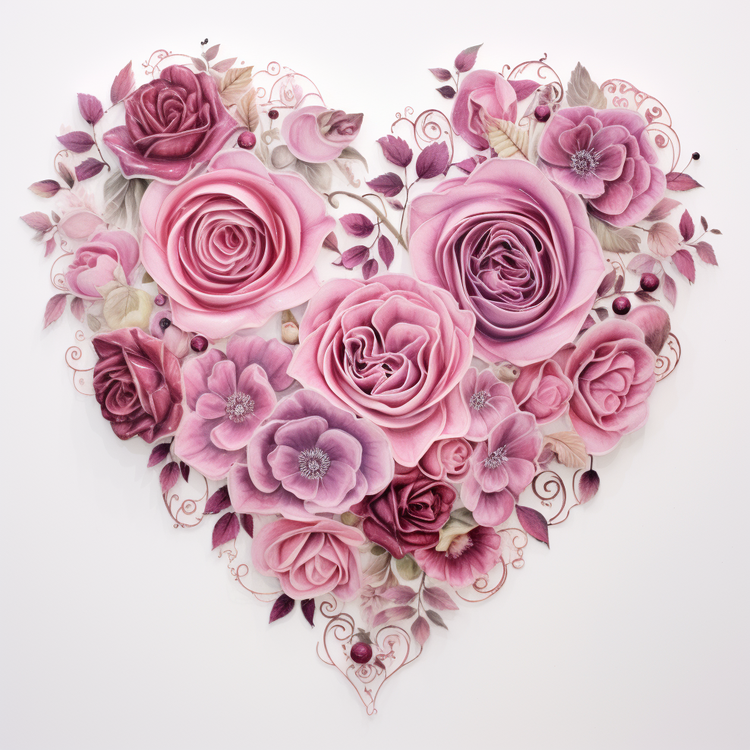 Rose Heart Fantasy,Floral,Heart Shape