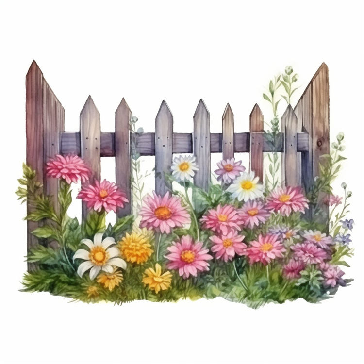 Wooden Garden Fence,Wildflowers,Garden
