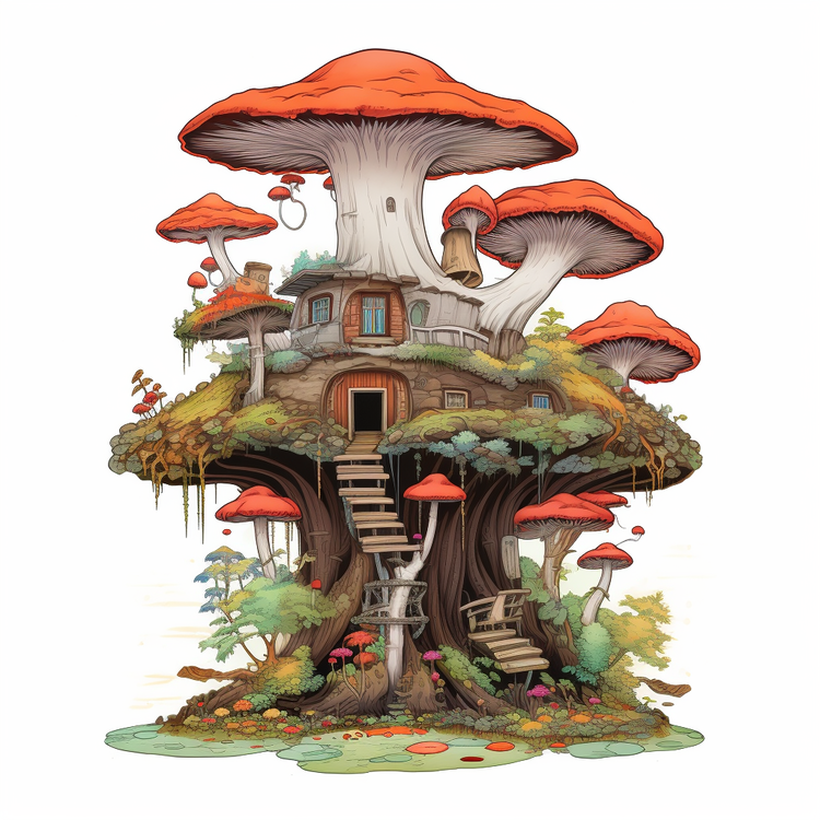 Mushroom House,Fantasy,Whimsical