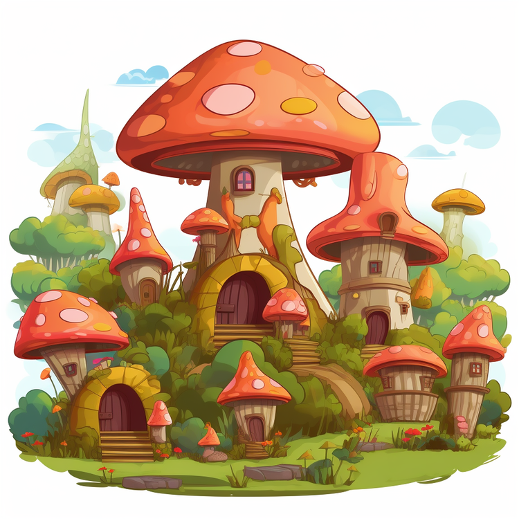 Mushroom House,Mushroom Village,Cute Mushrooms