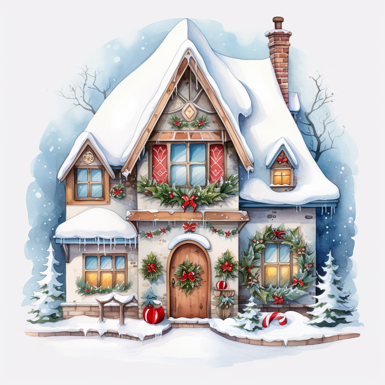 Festive House Christmas,House,Snow
