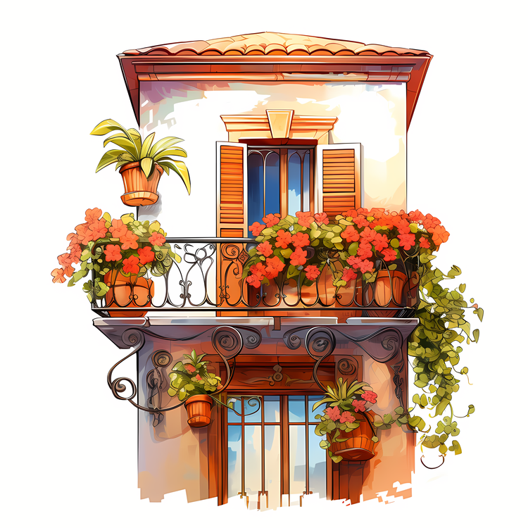 Balcony With Flowers,Others