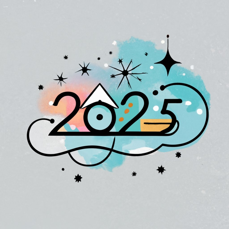 2025 Happy New Year,Year,Stylized Font