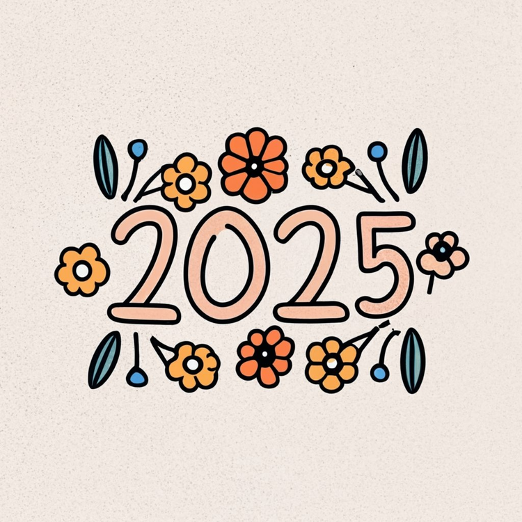 2025 Happy New Year,Calendar,Floral