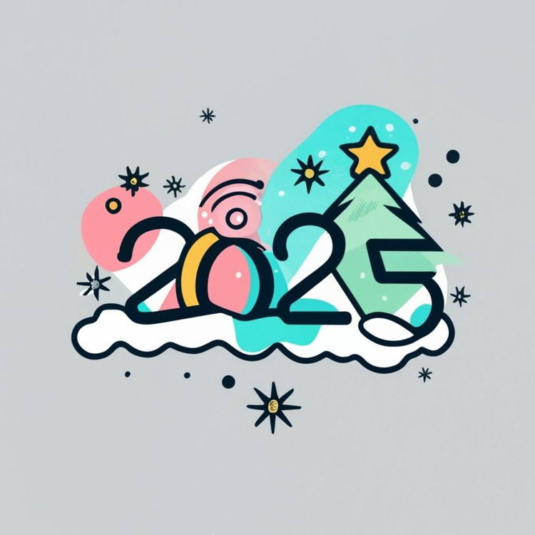 2025 Happy New Year,Happy New Year,Winter Scene