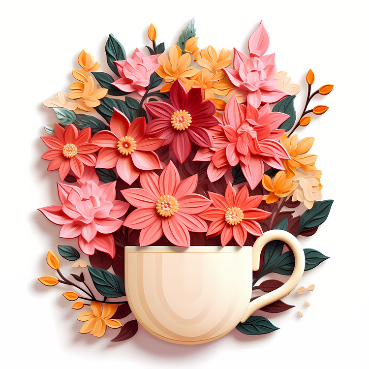 Coffee Cup With Flowers,Others