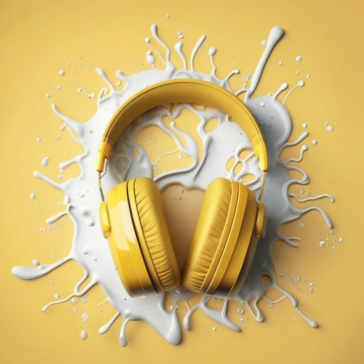 Yellow Headphones,Splash,Liquid