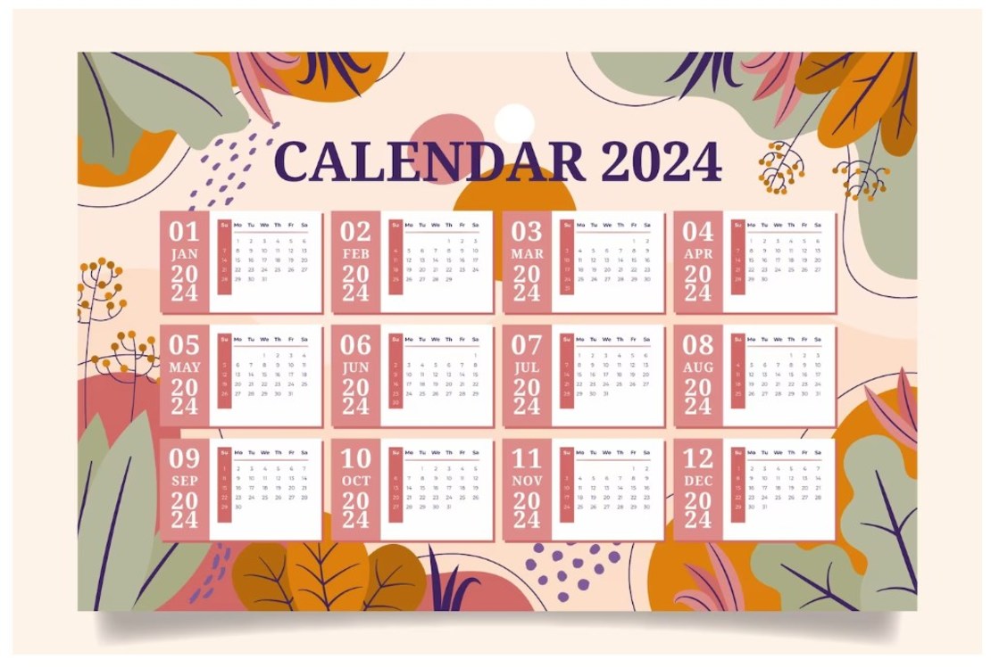 2024 Yearly Calendar,Calendar 2024,Planner