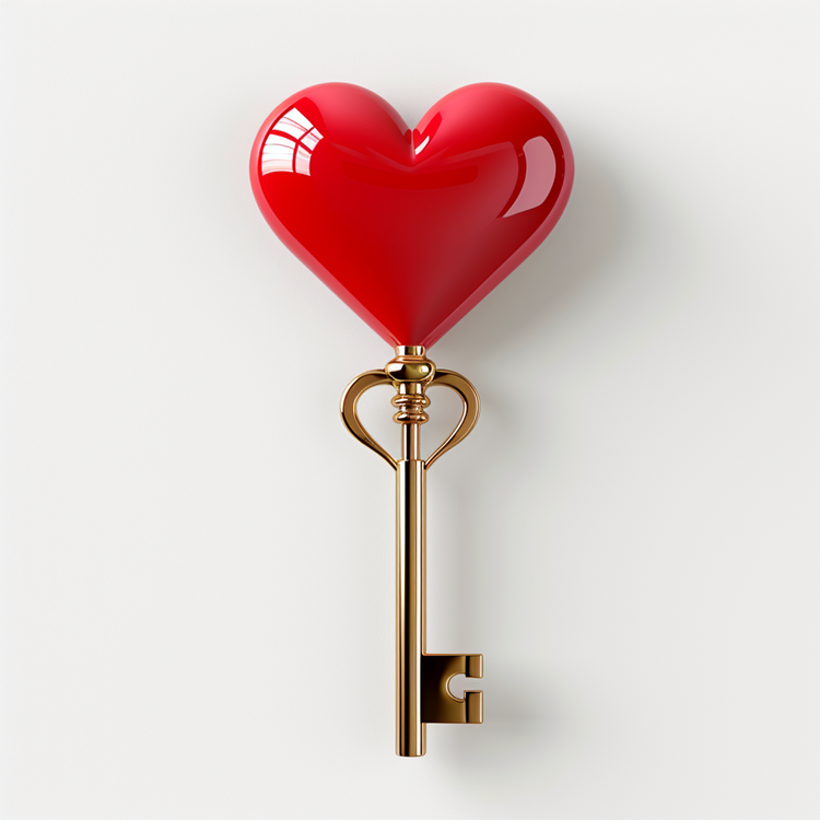 Valentine Key,Red Heart,Key