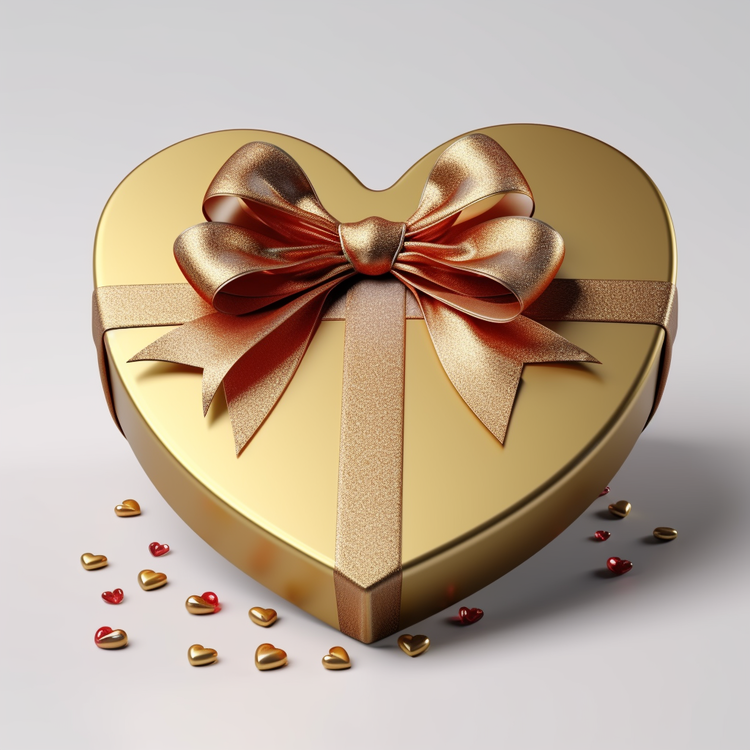 Gift Box,Golden,Heart Shaped