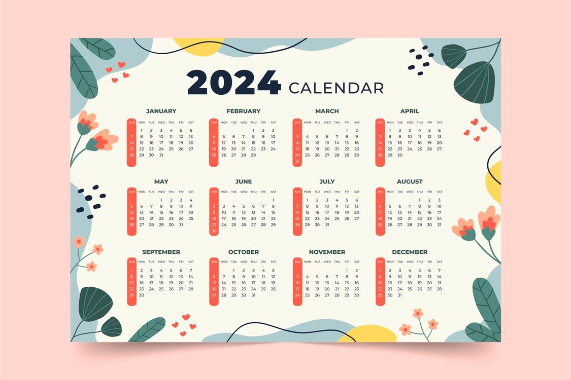 2024 Yearly Calendar,Calendar,Art