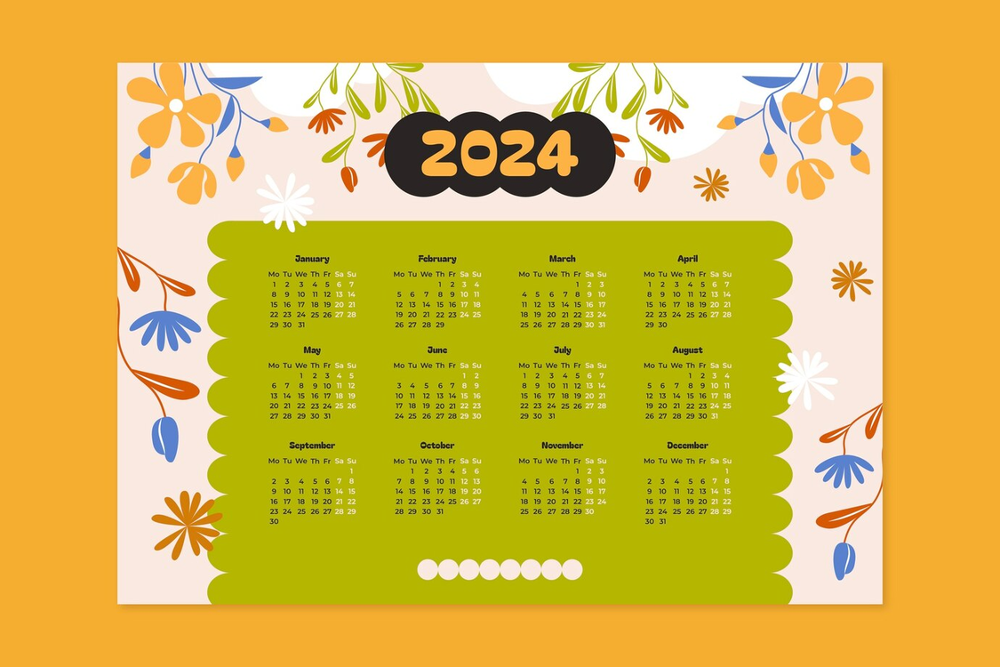 2024 Yearly Calendar,Calendar,Monthly