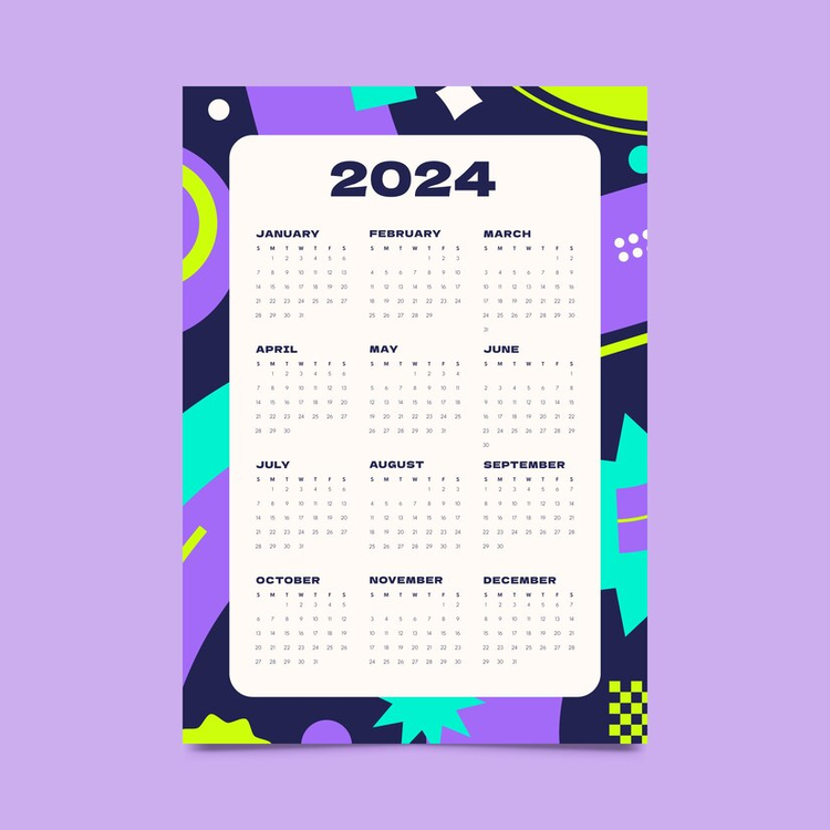 2024 Yearly Calendar,Calendar,Print