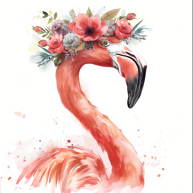 Flamingo With Floral Crown,Others