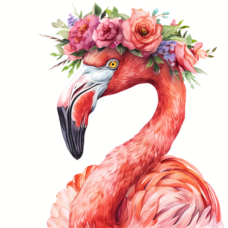 Flamingo With Floral Crown,Others