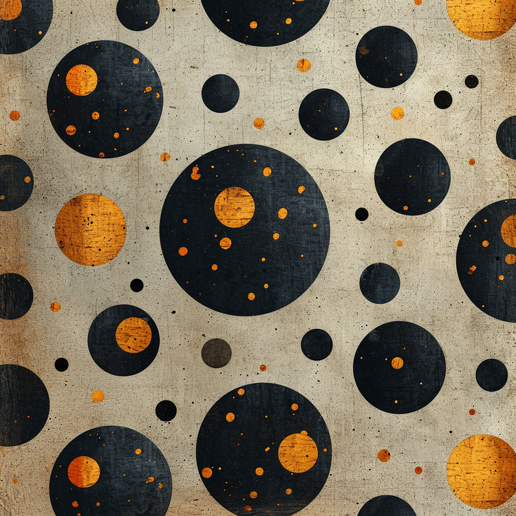 Golden Dots Pattern Background,Black And Orange Circles,Abstract