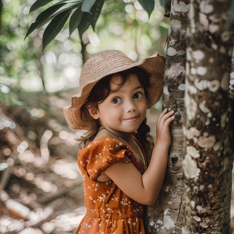 Little Girl Against Tree,Others