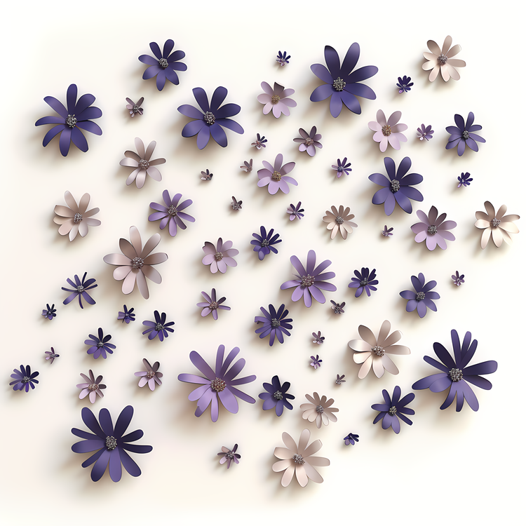 Flying Flowers,Flowers,Purple And Gray