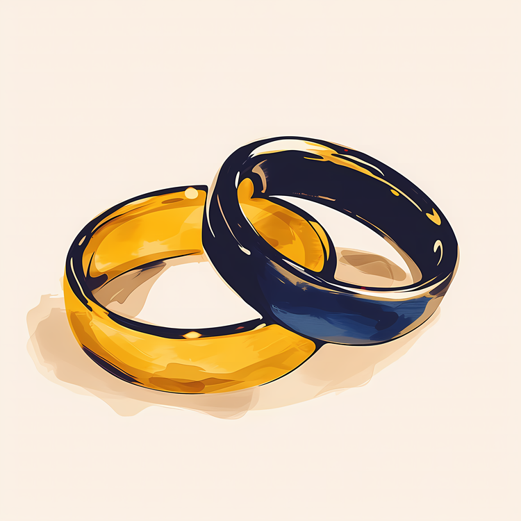 Wedding Rings,Yellow And Blue,Gold And Silver