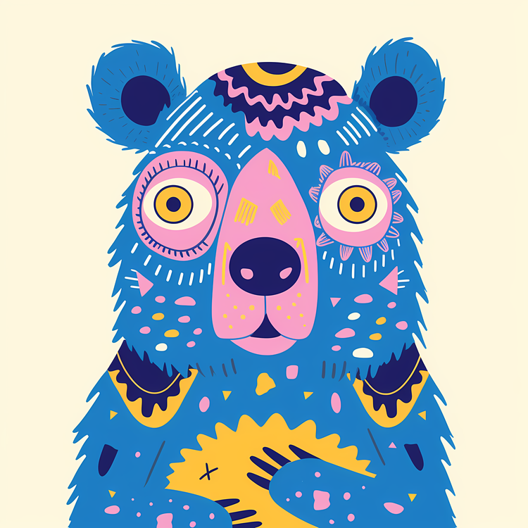 Blue Bear,Patterned,Abstract