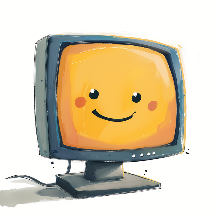 Computer Monitor,Yellow,Cartoon