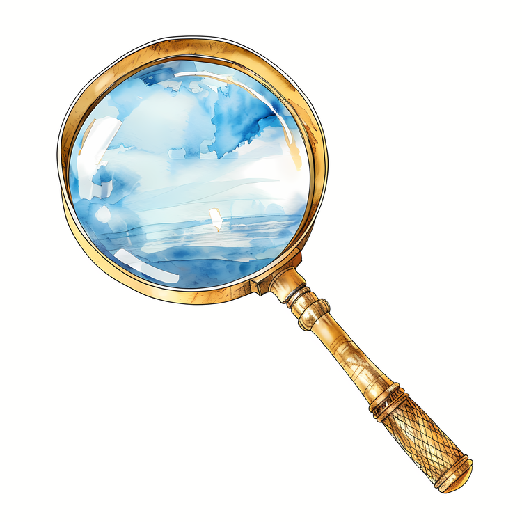 Magnifying Glass,Watercolor,Skyline