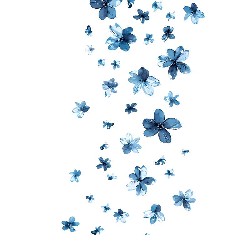 Flying Flowers,Blue,Watercolor