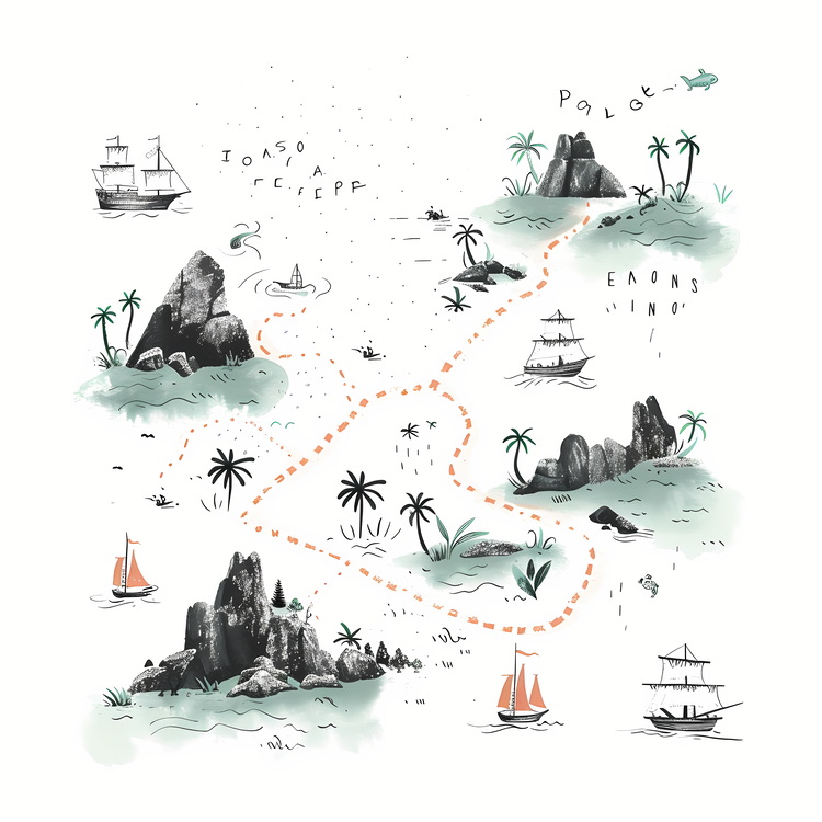 Treasure Map,Pirate,Ocean