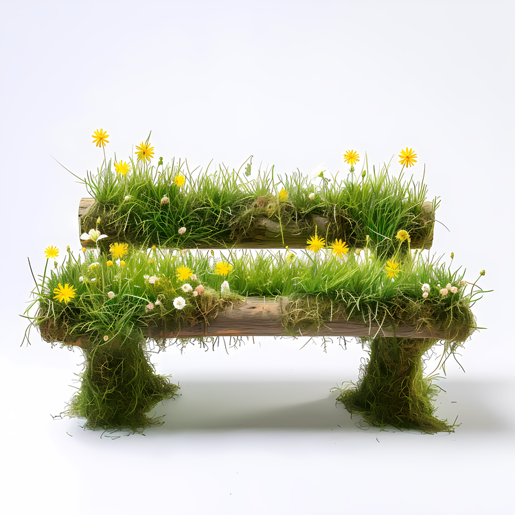 Grass Bench,Grass,Wooden Bench