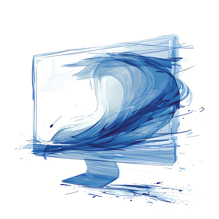 Computer Monitor,Blue Swirl,Digital Art