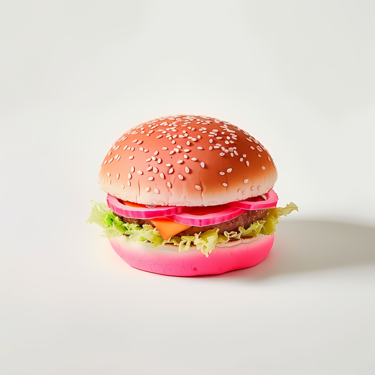 Hamburger,Pink Hamburger,White Surface