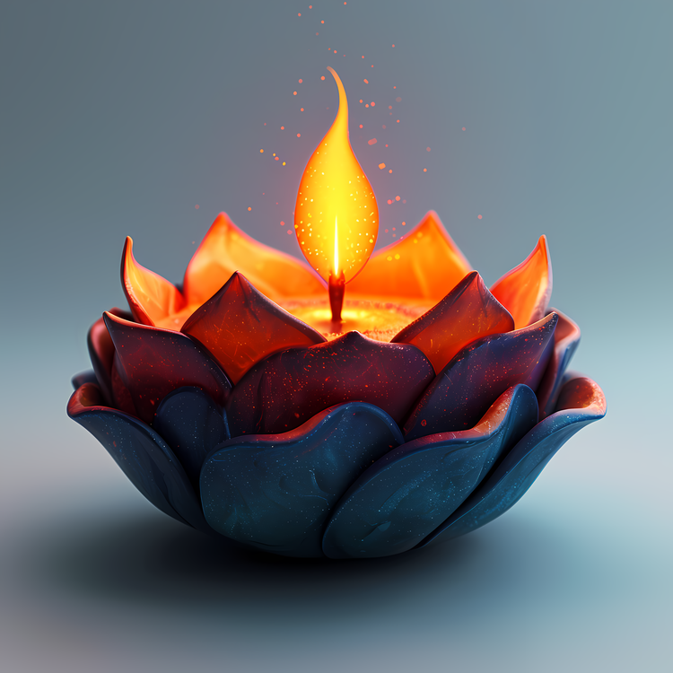 Diwali Lamp,Burning Lotus,Fire In A Lotus Flower
