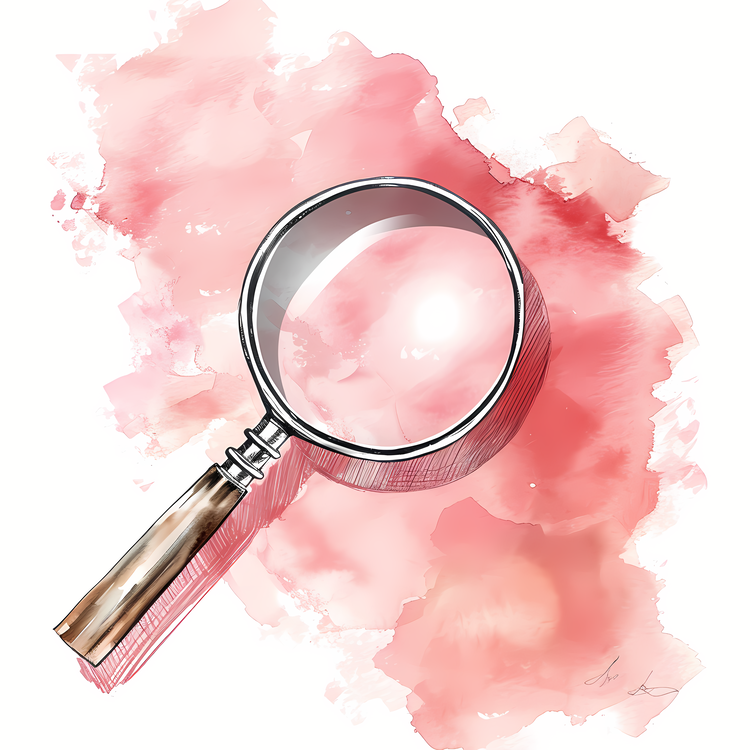 Magnifying Glass,Watercolor Paint Splatters,Close Up